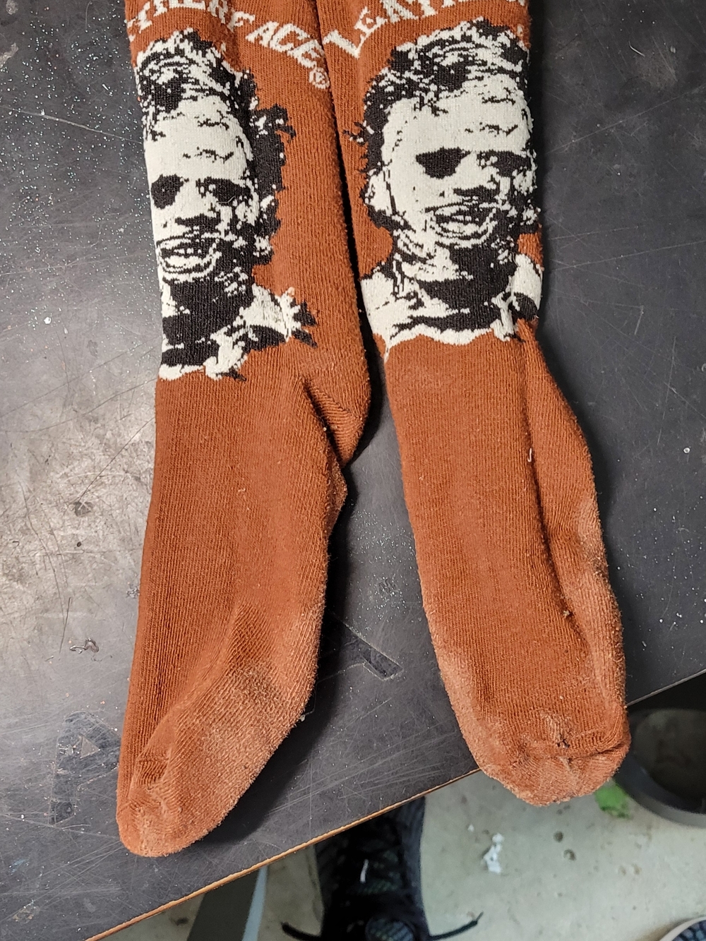 Men's Brown Graphic Crew Socks - Horror Face Design